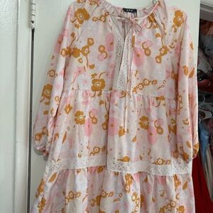 Floral Maxi Dress in Pink and Orange